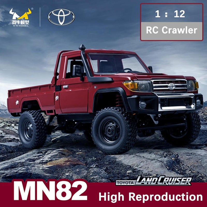 Skymaker MN82 RC Crawler 1/12 RC Truck 4x4 Toyota LC79 Remote Control Car 2.4GHz Off Road RC Car with Metal Drive Shaft & Two 1500mAh Battery RTR Vehicle for RC Hobby Adult Red - Image 2